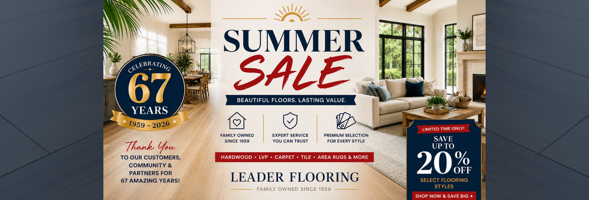 Summer Sale up to 20% off select flooring