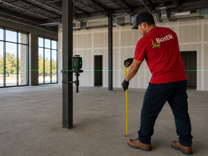 Measuring flooring edge with laser level