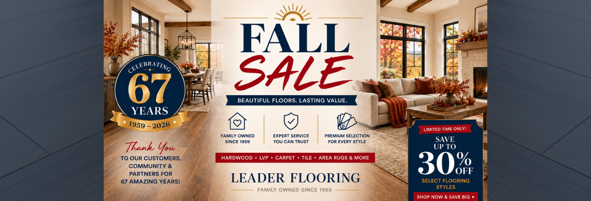Fall Sale save up to 30% off select flooring styles