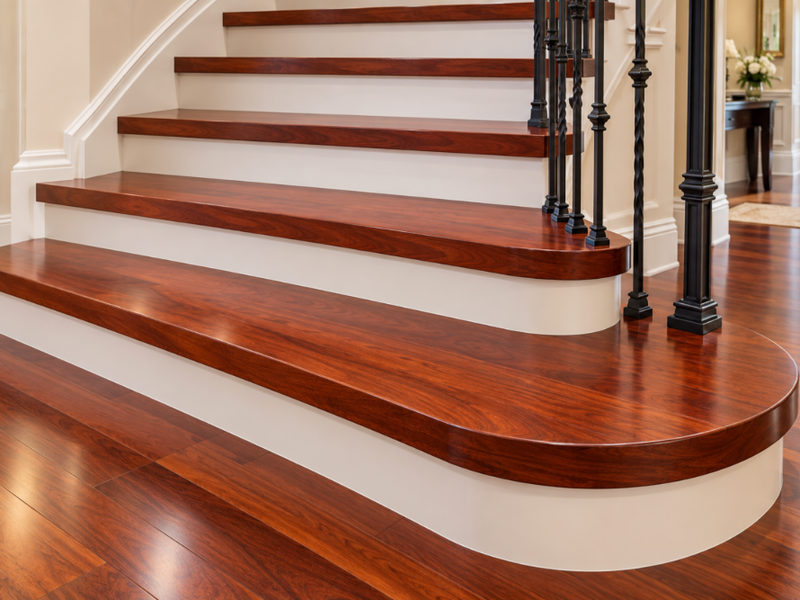 Luxurious Curved Brazilian Cherry Staircase