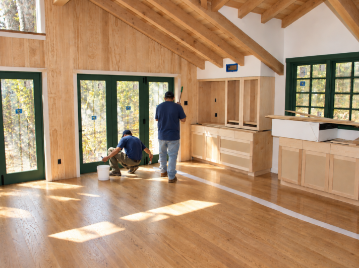 Sanding Hardwood Floors in a Rustic Cabin Renovation