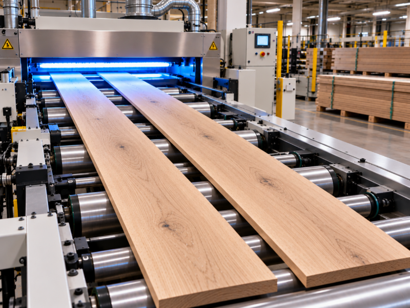 Oak Planks Under Blue UV Lights