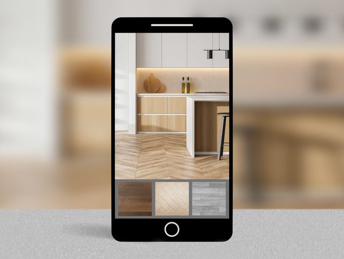 Roomvo visualizer on a mobile phone